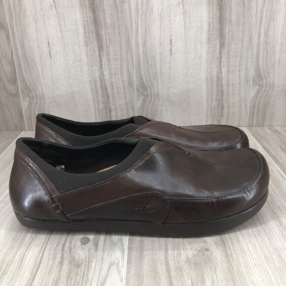 Earth Shoes Womens 8.5B Reflect Brown Leather Slip On Comfort Loafers - Picture 1 of 10